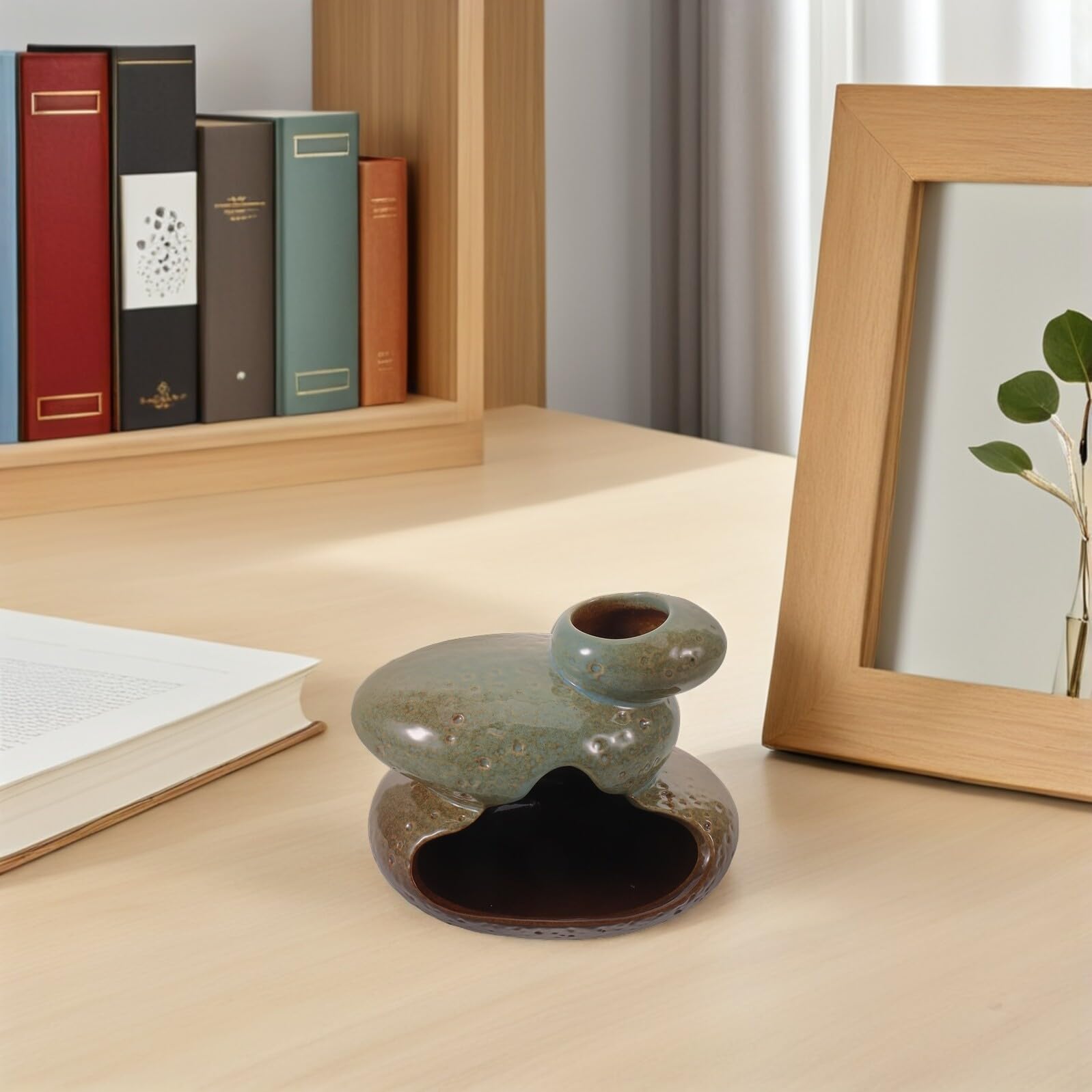Keramik Räuchergefäß 12,4x10,4x10,2cm Traditioneller Chinesischer Palo Santo und Salbei Halter für Meditation Yoga Wohnraum Dekorativer Räucherstäbchenhalter für Zuhause und Büro
