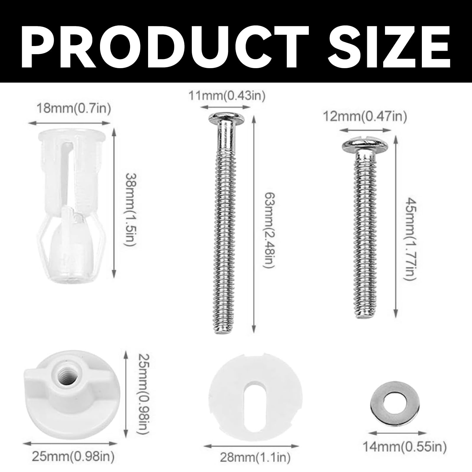 Xiciki 2 works Toilet Seat Fittings Kit, Toilet Seat Screws, Universal Toilet Seat Fixing Kit - Image 2