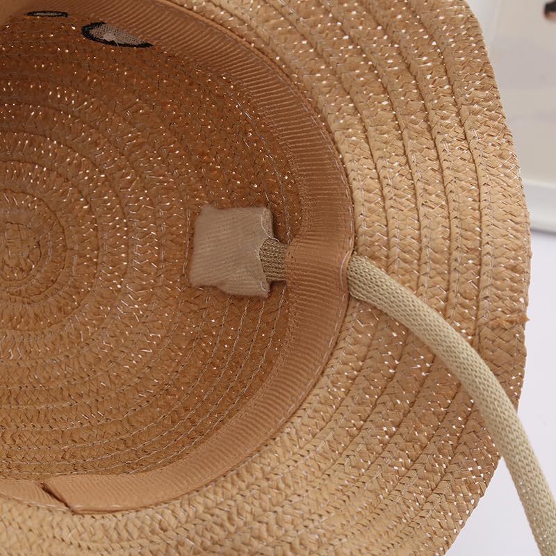 Kids Bunny Ear Jumping Straw Sun Hat Cute Funny Rabbit Ear Moving Bucket Hat Boys Girls Wide Brim Sun Protection Beach Cap 5