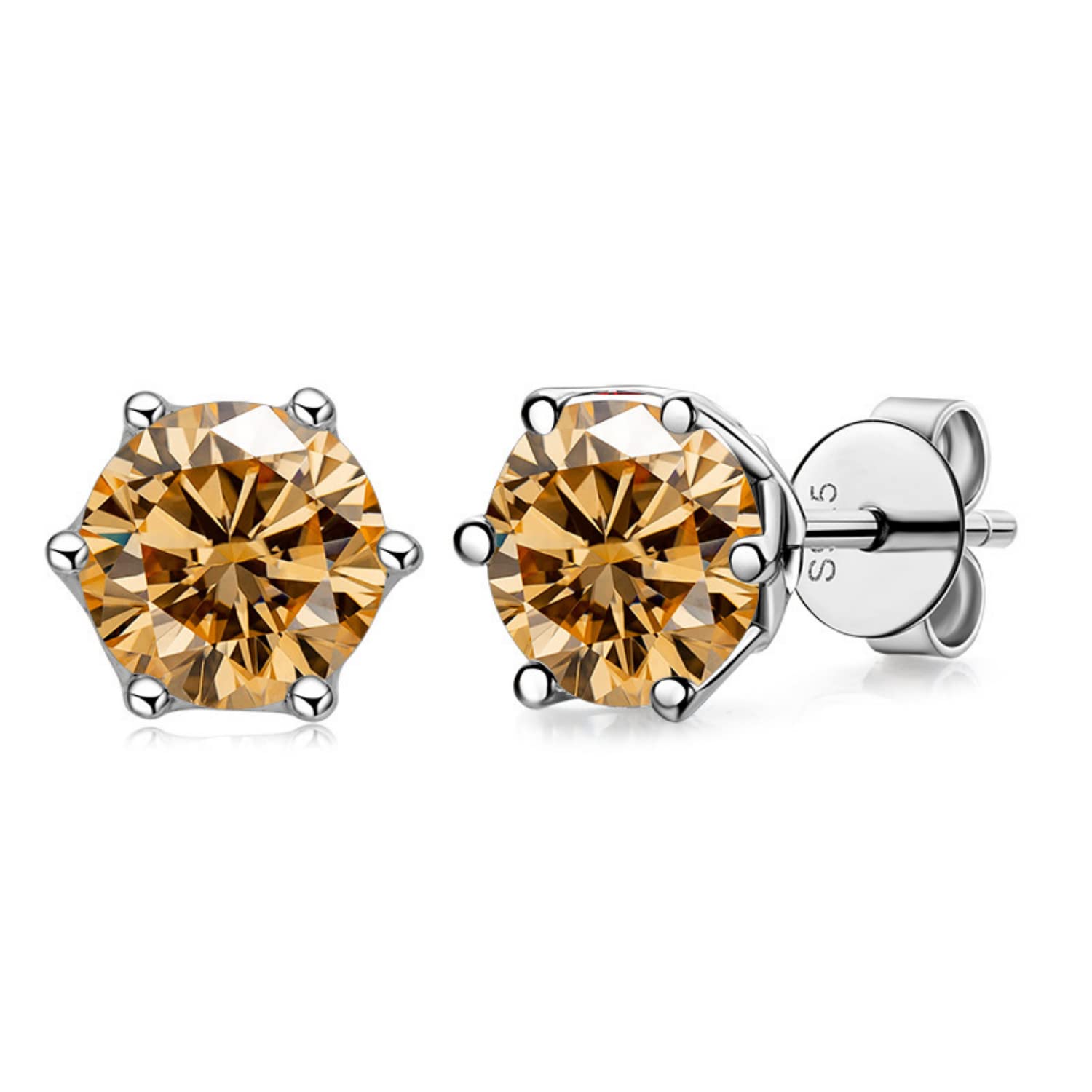 WZGWDC 1 Karat D-Farbe-Moissanit-Ohrringe für Damen und Herren, S925-Sterlingsilber, rosa/blau/grüner Diamant-Ohrstecker für Damen, Hochzeit, Geburtstag, Geschenk mit Zertifikat