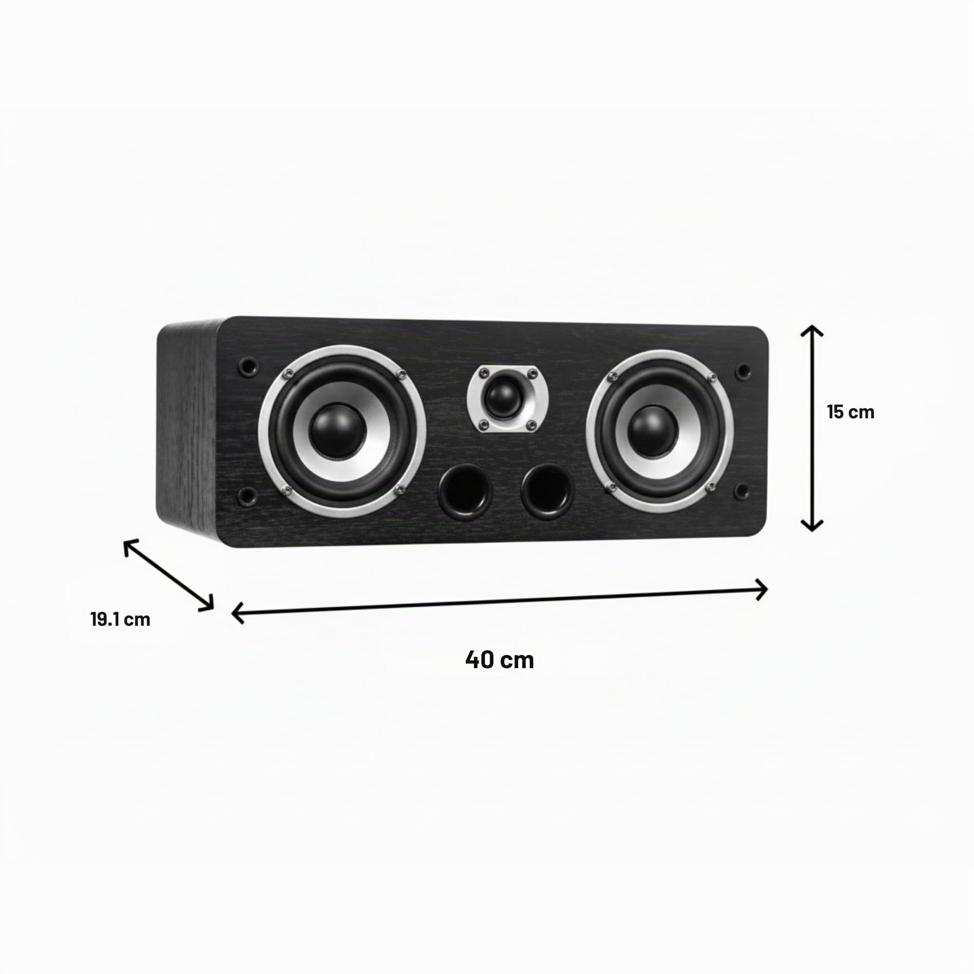 Dynavoice Magic C-4 Schwarz Matt – Center Lautsprecher Passiv 2-Wege, 2x4 Woofer + 1" Hochtöner, Front Bassreflex, 100W, für Heimkino 5.1 und 7.1