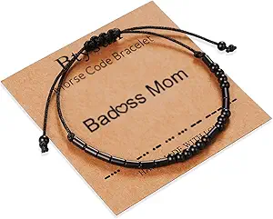 Morse Code Bracelets for Women Inspirational Gifts for Her Adjustable Black Adjustable Braided Men Bracelets Motivational Best Friend Birthday Gifts for Sister Daughter Mom Dad Christmas Jewelry…