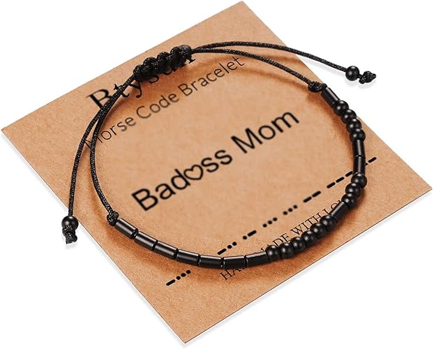 Morse Code Bracelets for Women Inspirational Gifts for Her Adjustable Black Adjustable Braided Men Bracelets Motivational Best Friend Birthday Gifts for Sister Daughter Mom Dad Christmas Jewelry…