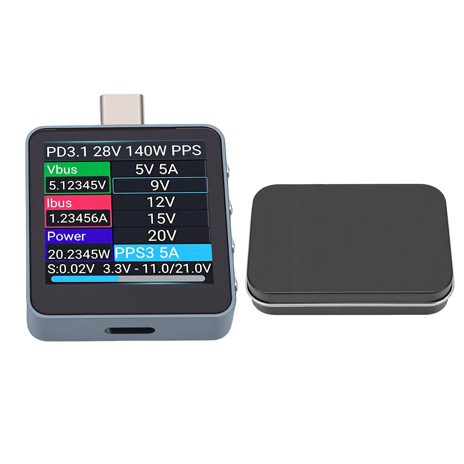 YWBL-WH Testeur USB C 0 à 36 V 0 à 7 A avec écran Couleur IPS de 1,54 Pouce