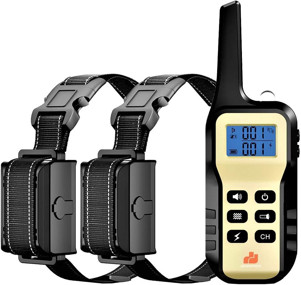 The GROOVYPETS remote control and two receiver collars.