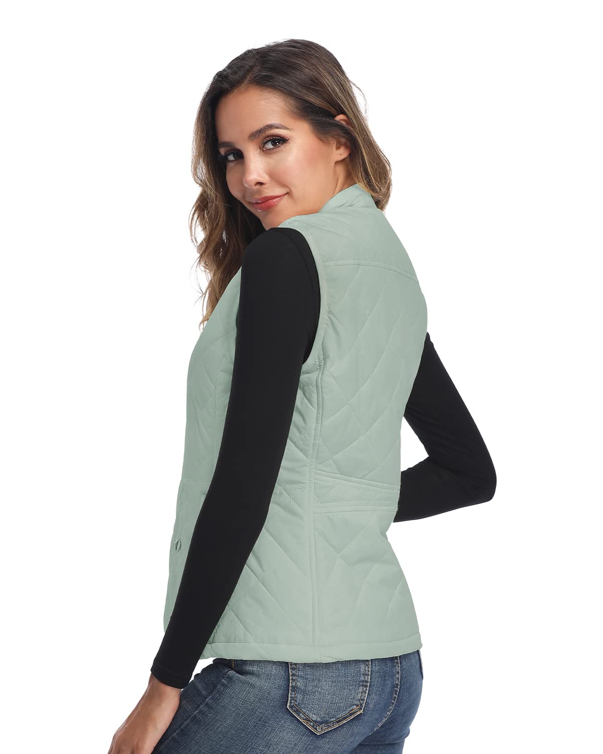 LONGKING Imbottito Gilet di moda Donna (Pacco da 1)