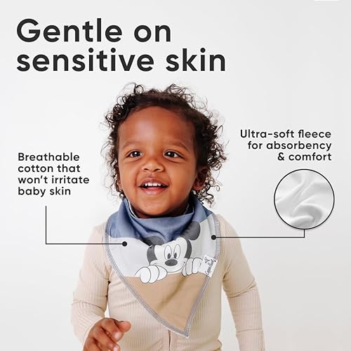 Miniatura 69 de Copper Pearl Paquete de 4 baberos de algodón suave para babeo y dentición, baberos absorbentes para bebés niñas y niños, ajustables para adaptarse a