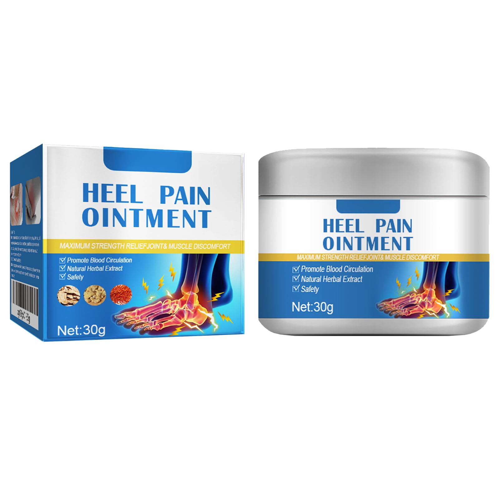 Pomada para Espolones Calcáneos,Crema para el Dolor de Talón,Contra Espolones Calcáneos,Ungüento Calmante para Talones,Crema para el Talón Ungüento Calmante para el Dolor de Pies,30G