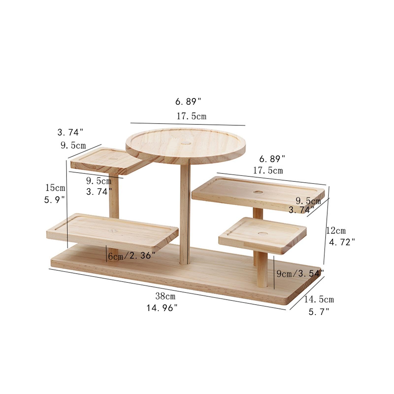 Soporte de Madera para Pasteles, Torre para Cupcakes, Soporte para Postres, Soporte de Varios Niveles para Cumpleaños Y Graduaciones, 38CM