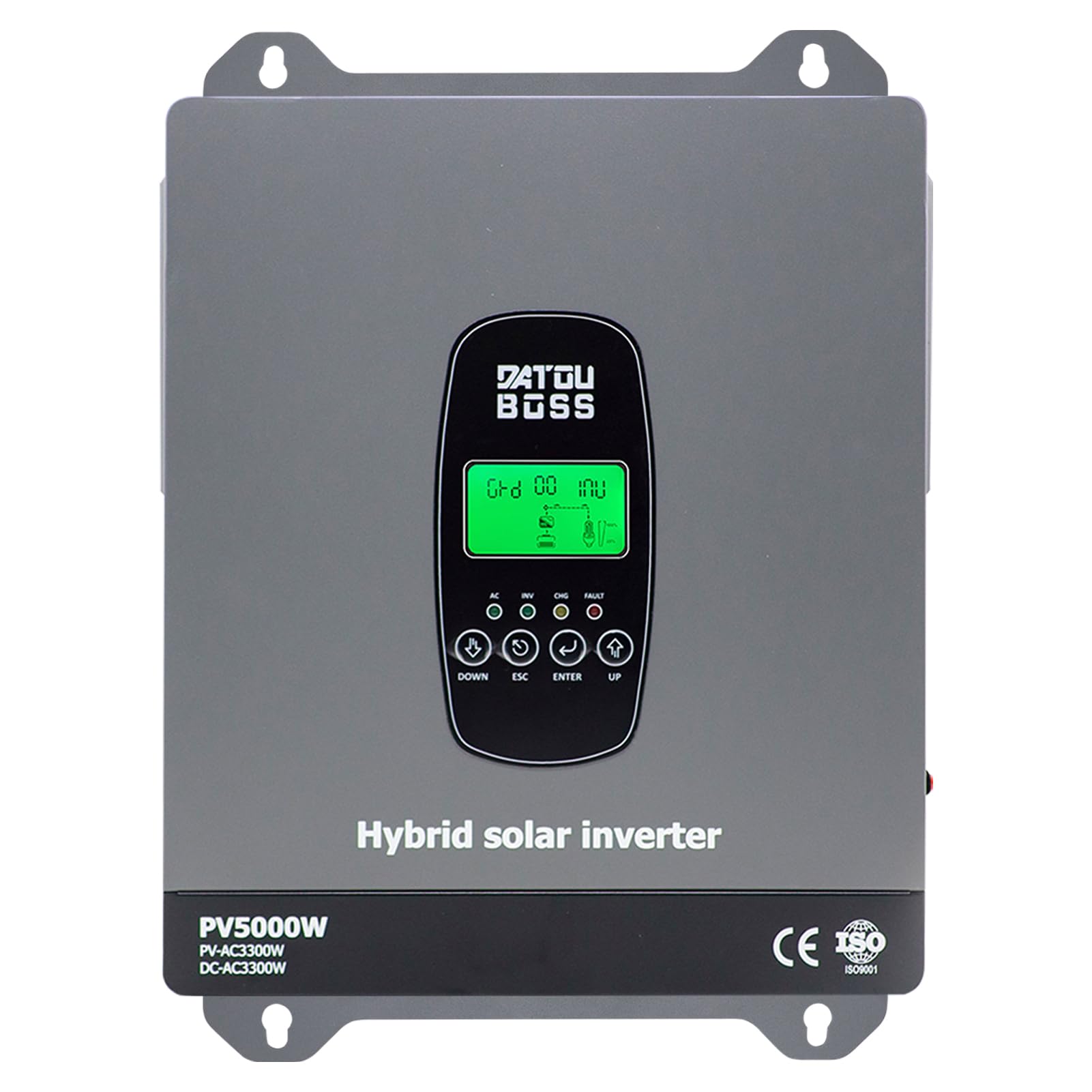 DATOUBOSS 3300W 24V Hybrid Wechselrichter Reiner Sinus, 120A MPPT 5000W PV, 24V auf 230V, Off-Grid Solar Inverter, BMS kompatibel, für Blei- & Lithium-Batterien