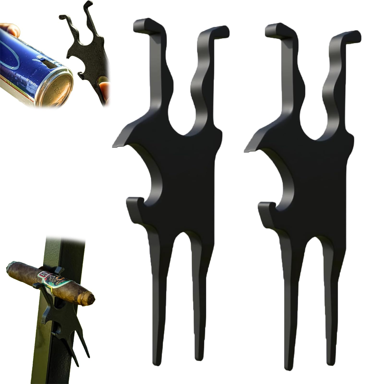 LLELEMAMO Golf Cigar Holder Divot Tool, Magnetic Cigar Holder for Golf Cart for Golf Cart, Cigar Clamp, Beer Shotgun, 3 in 1 Divot Repair Tool and Ball Marker (2Pcs)