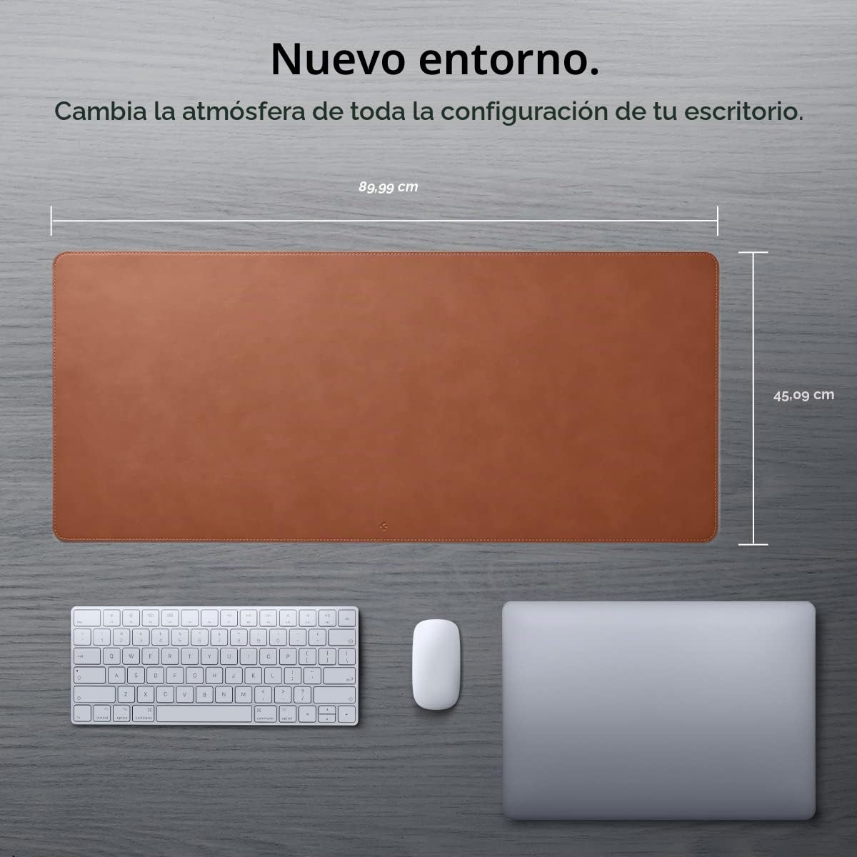 Spigen Alfombrilla de Escritorio Velo Vegan PU Cuero con Base de Goma Antideslizante - Marrón