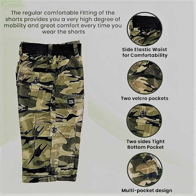 PUPPET-NX Shorts for Boys-Capris (5 Years - 6 Years, Dark Green