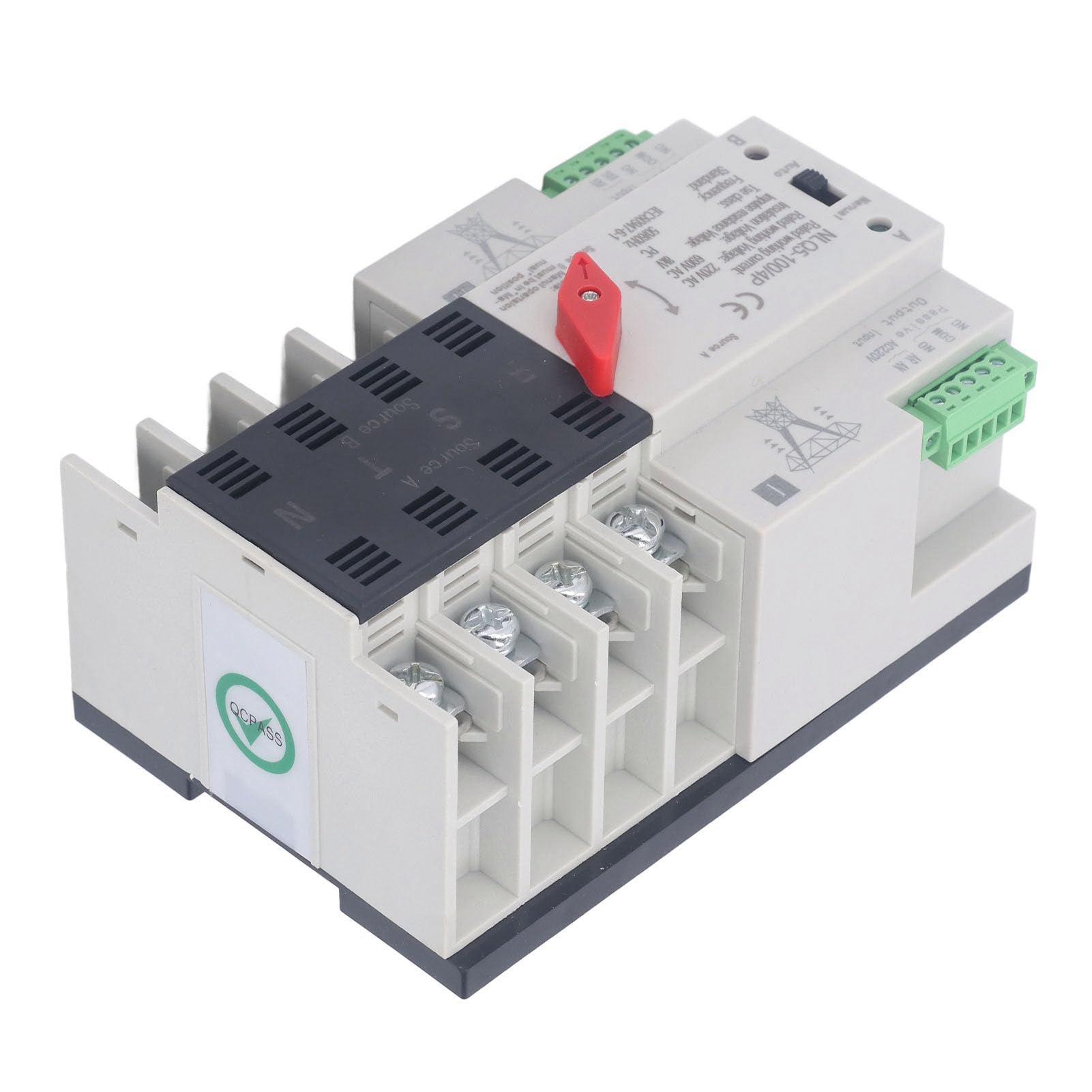 Interruttore di trasferimento automatico a doppia alimentazione 4P Controllo di commutazione veloce affidabile per alimentazione di backup di emergenza AC, PC ignifugo (100A)