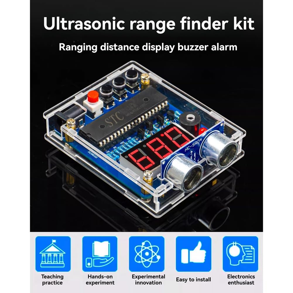 Kit D'alarme Ultrasonique DIY - Module Capteur SR04, Télémètre 4m, Avec Buzzer Et Afficheur, à Souder, Pour Projet électronique - 5