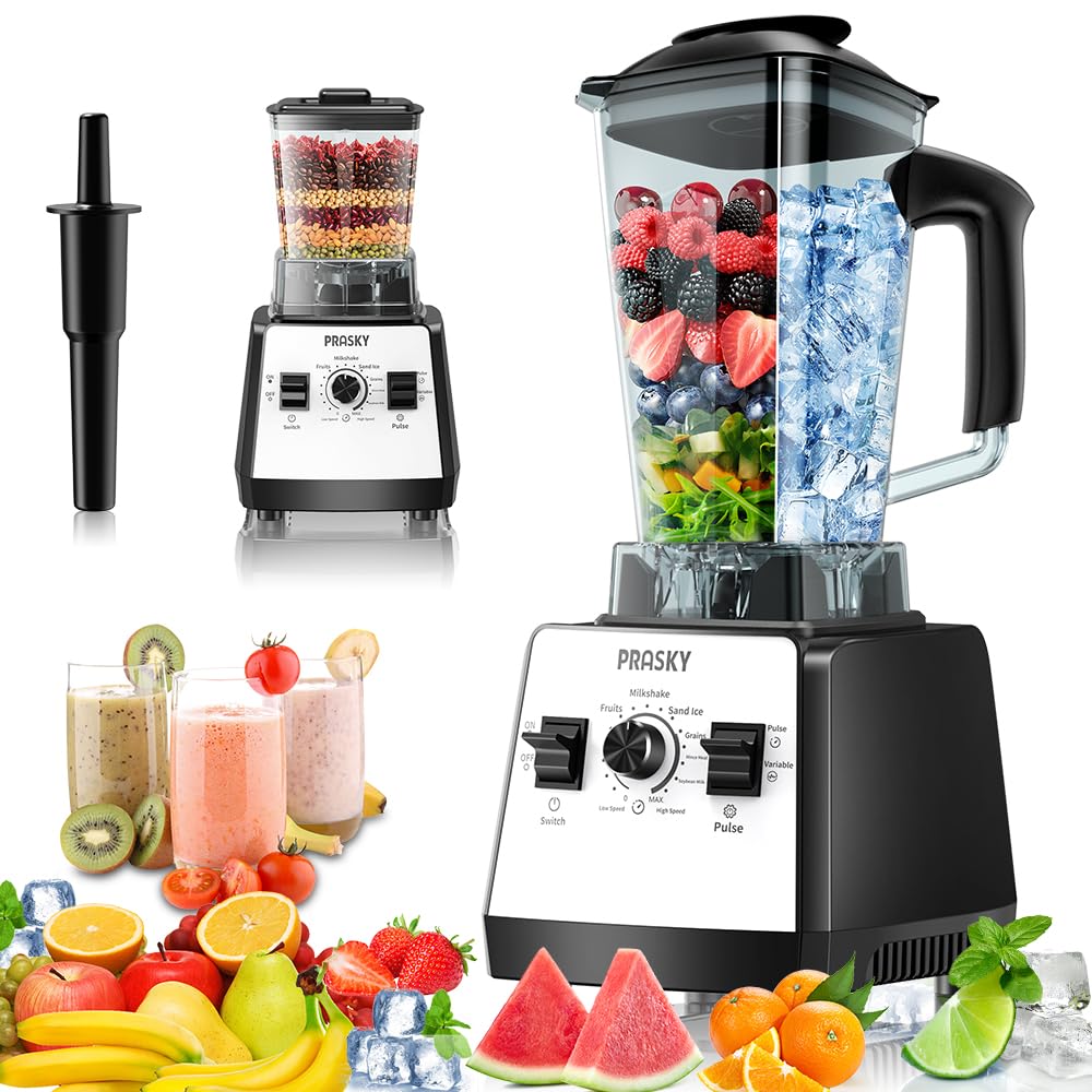 Kitchen Blenders, Countertop Blenders, 2400W 68oz Blender &amp; Grinder Combo | Smoothie Blender, 25,000 RPM High Speed, BPA-Free Food Processor, for Smoothies, Shakes &amp; Food, White, 2L