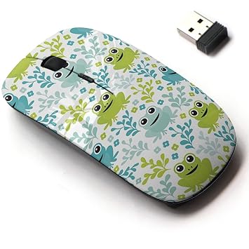 2.4G Wireless Mouse with Cute Pattern Design for All Laptops and Desktops with Nano Receiver - Adorable Kids Frog Woodland