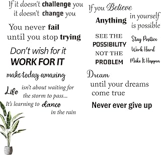 Inspirational Vinyl Wall Stickers, Motivational Quotes Decals, Positive Saying Affirmation Wall Decor, Peel and Stick for Bedroom Living Room Office Bathroom