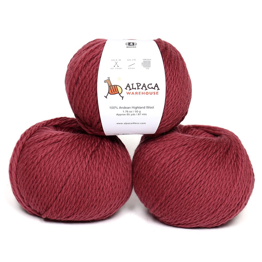 Alpaca Warehouse100% Highland Wool Yarn - Sourced Directly from Peru - Heavenly Soft and Perfect for Knitting and Crocheting (Worsted, Summer Grapes)