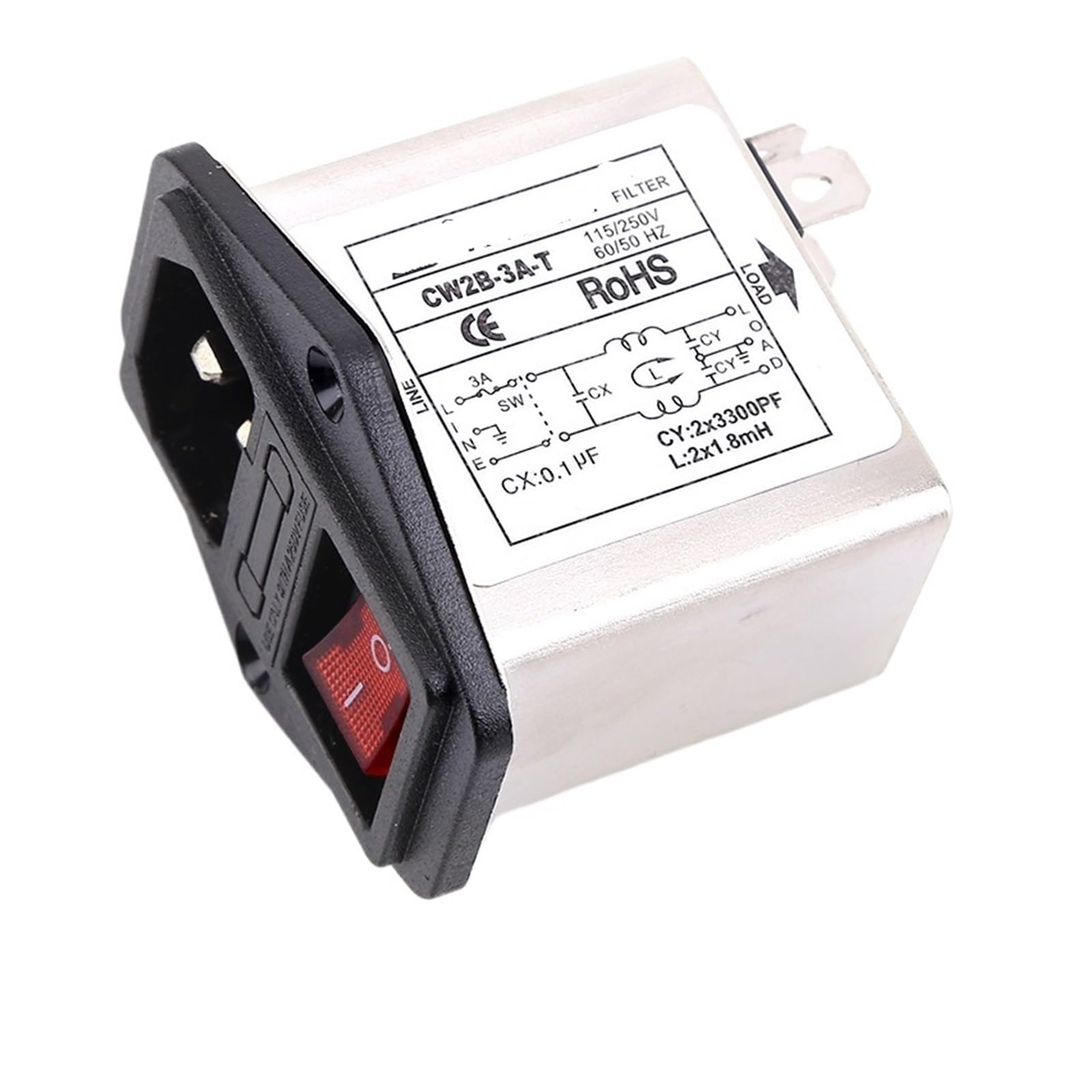 Filtre 220V CW2B-3A-T contre les parasites électriques avec fusible