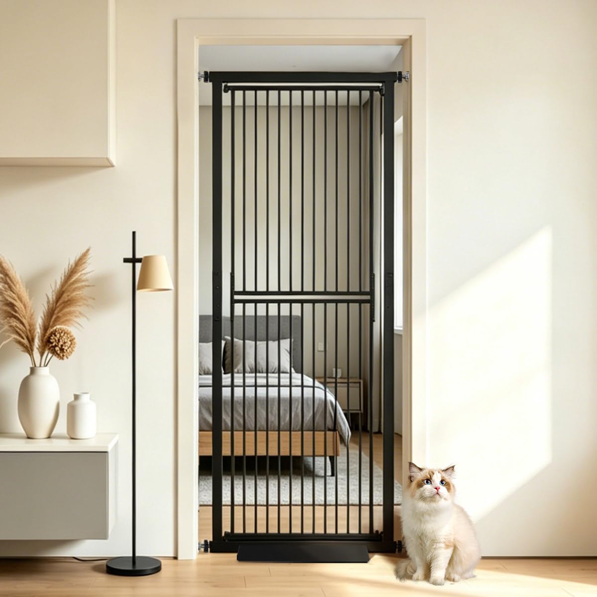Amazon.co.jp: RAKU ペットゲート 高さ190cm 猫 ハイタイプ 3.5cm柵