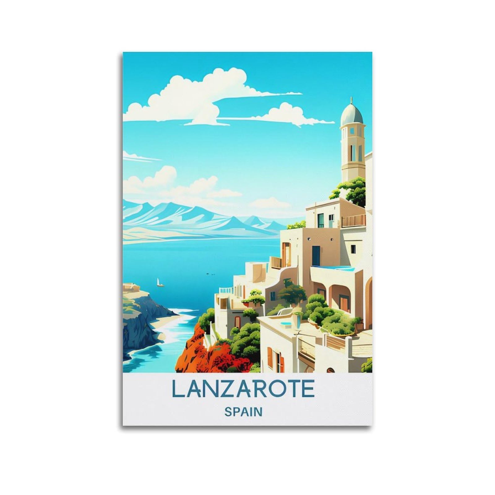 EZMLFA Diamond Painting Kits for Adults,Lanzarote Spain DIY Crystal Embroidery Gifts,Diamond Art Craft,for Living Room Home 30x40cm