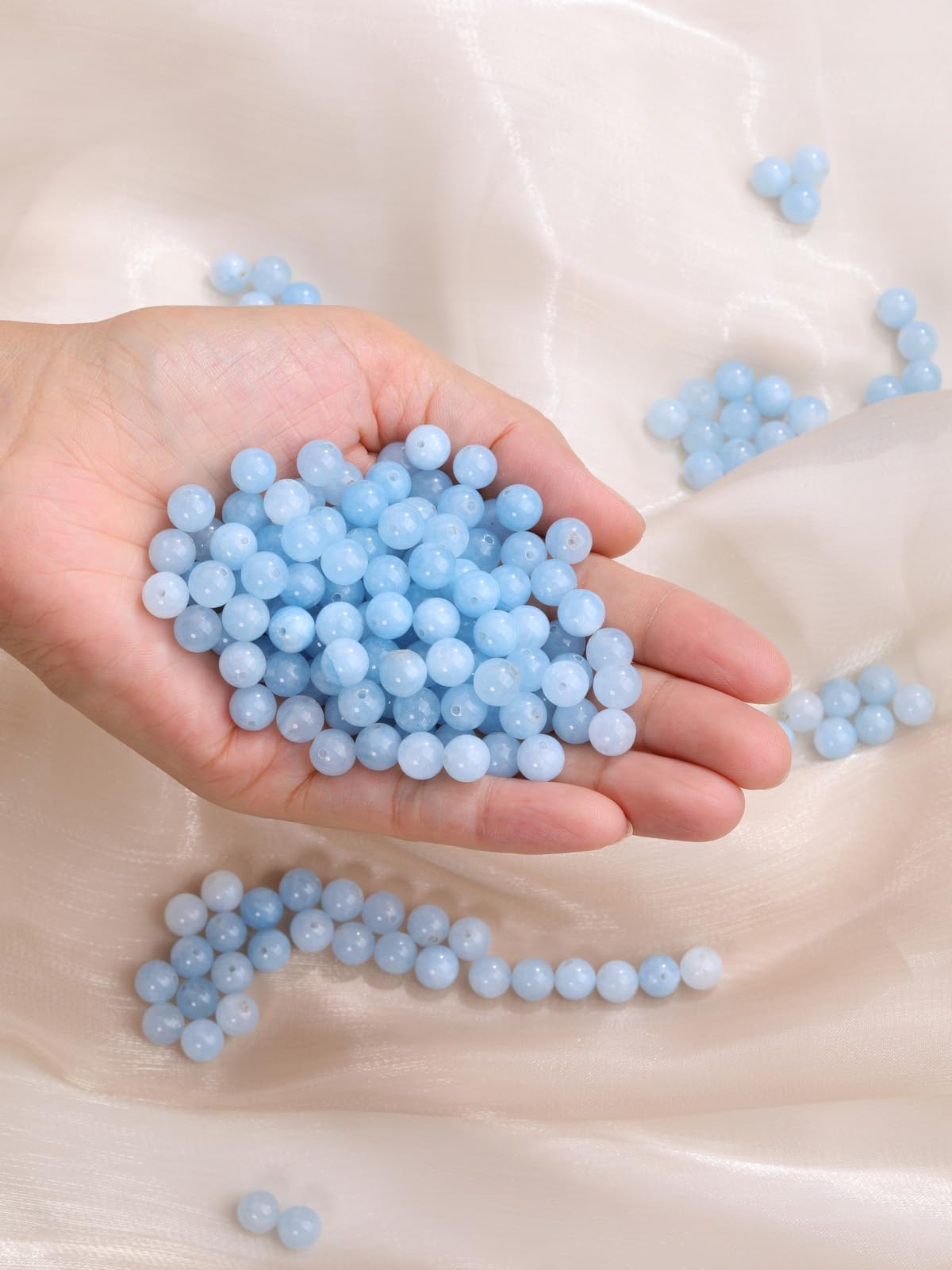 JOVIVI 8mm Aquamarine Crystal Beads for Bracelet Jewelry Making,96Pcs Natural Gemstone Craft Beads for Crafting,Blue Beads for Jewellery Making - Image 3