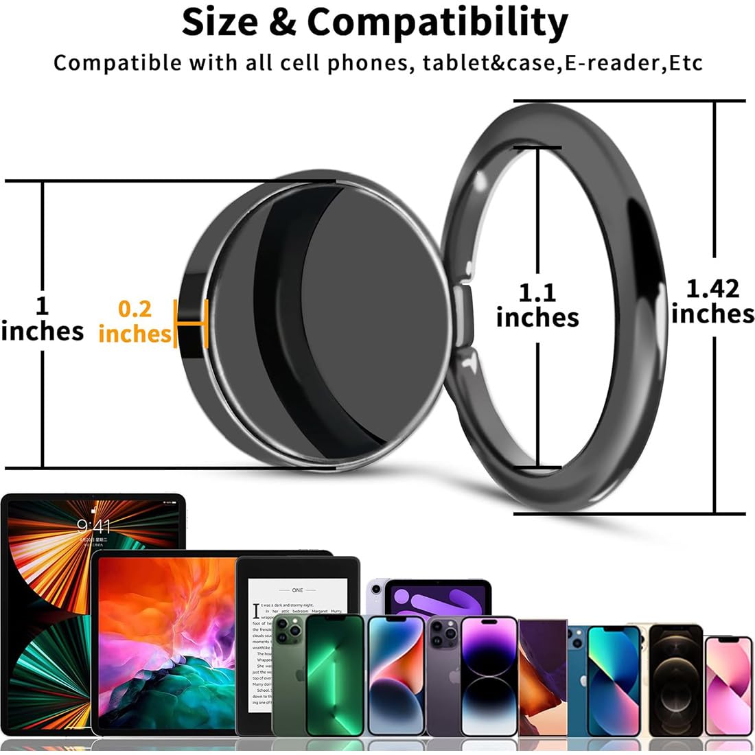 4-pak magnetycznego pierścienia na telefon i uchwyt Kindle, składany uchwyt teleskopowy, kompatybilny ze smartfonami, Kindle i tabletami, akcesoriami do telefonów Magsafe