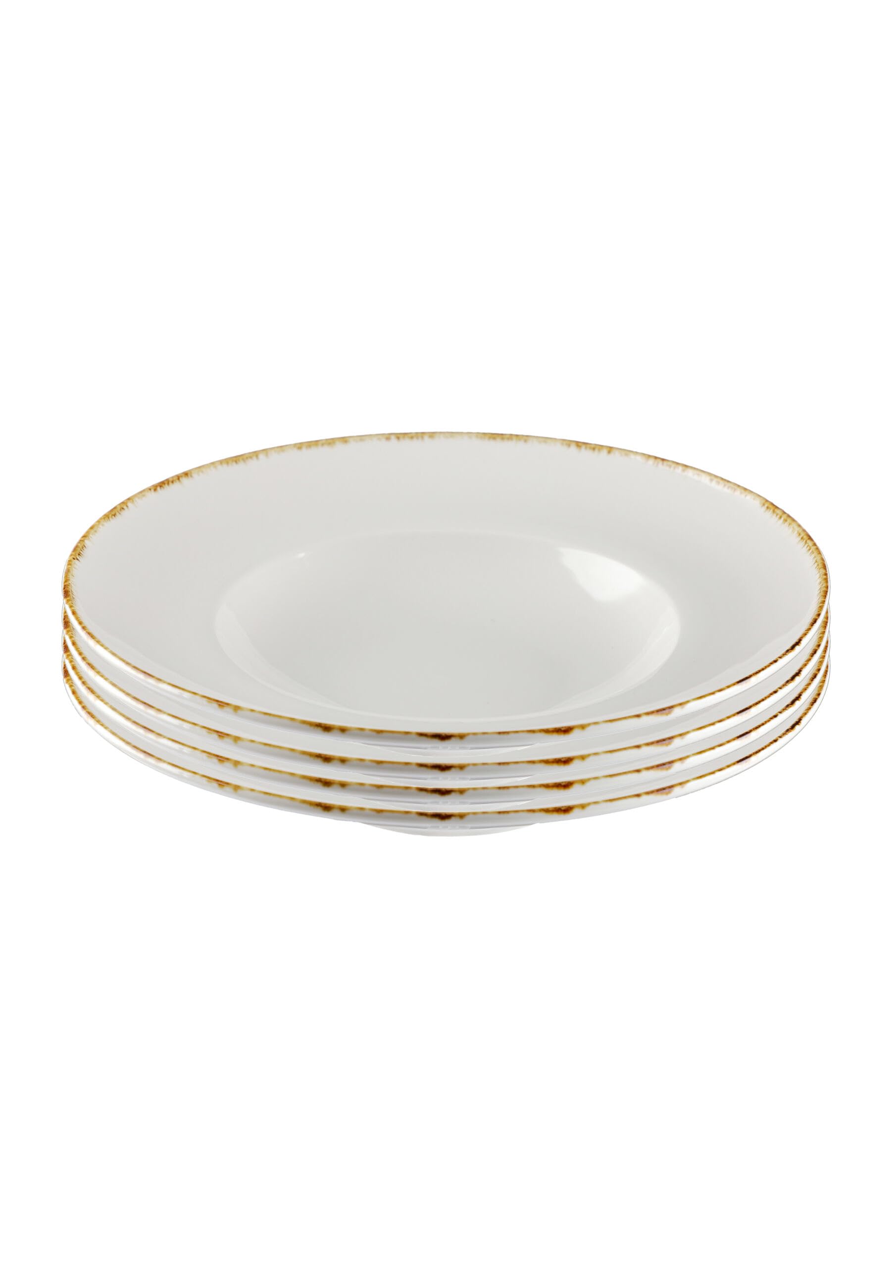 METRO Professional Plato para Pasta Ateo, Porcelana, 27 cm de Diámetro, Beige con Borde Decorativo, Apto para Microondas y Lavavajillas, Pack de 4