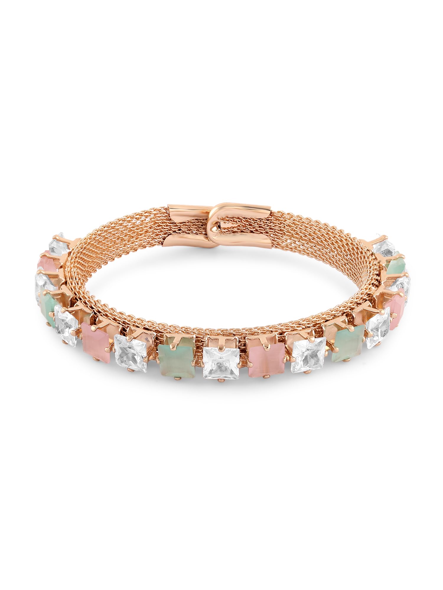 ZAVERI PEARLS Pink & Mint Green Rose Gold Dazzling Austrian Diamonds Bracelet For Women-ZPFK16601 (B0CKTMPXMX) Amazon Price History, Amazon Price Tracker