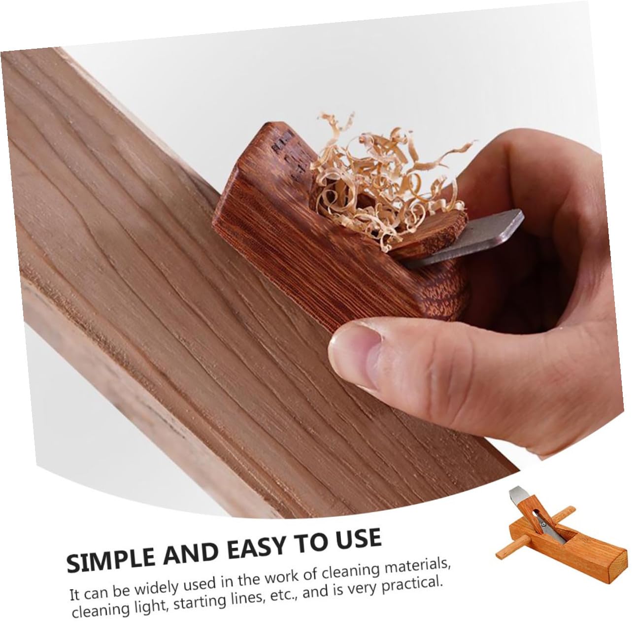 Cepillo de Mano para Carpintería Doméstica, Acero y Madera