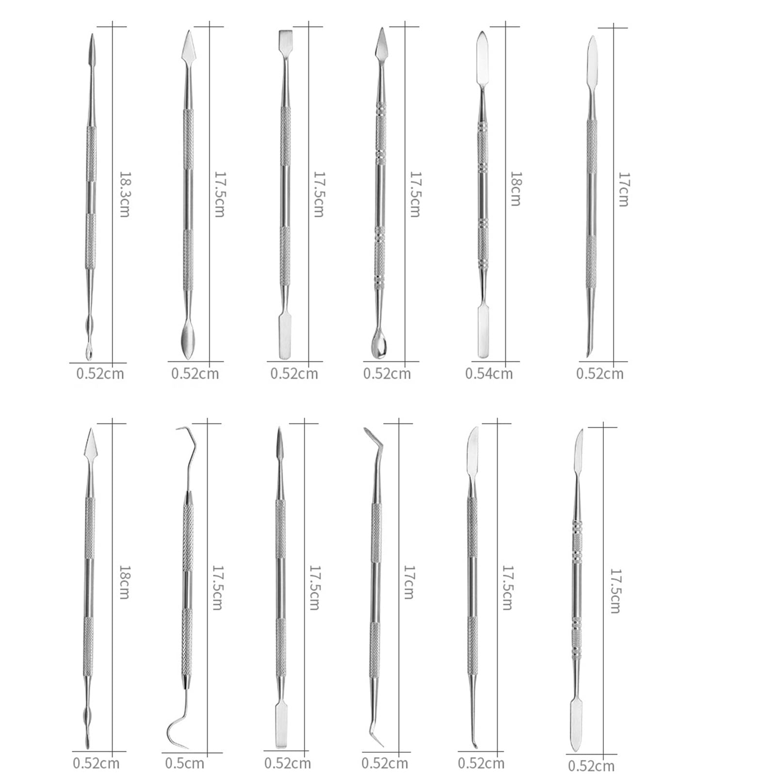 12 pezzi di strumenti per intagliare cera. Doppia estremità in acciaio inox per scolpire argilla, intaglio, kit per manicure, strumenti per fai da te per scolpire, dettagli, intaglio in ceramica