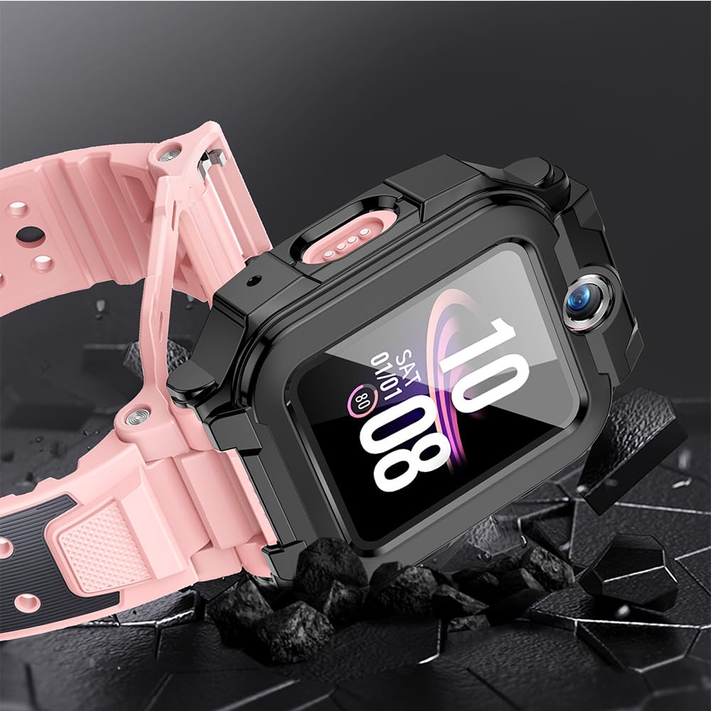 [2 sztuki] 2 czarne z folią ochronną na ekran ze szkła hartowanego do imoo Watch Phone Z7, twardość 9H PC, zderzak, cienka obudowa pełna ochrona