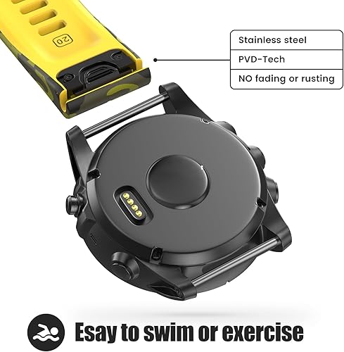 Miniatura 7 de ANCOOL Compatible con Garmin Fenix 6 Bandas, 0.866 pulgadas, repuesto suave para Fenix 5Fenix 6 ProFenix 5 PlusQuatix 6Approach S62, amarillo