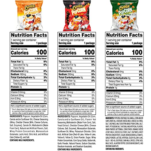 Cheetos Popcorn, Cheddar, Flamin' Hot & Jalapeño Cheddar Variety Pack,0.625Oz (Pack Of 40) (Assortment May Vary) #TOP3