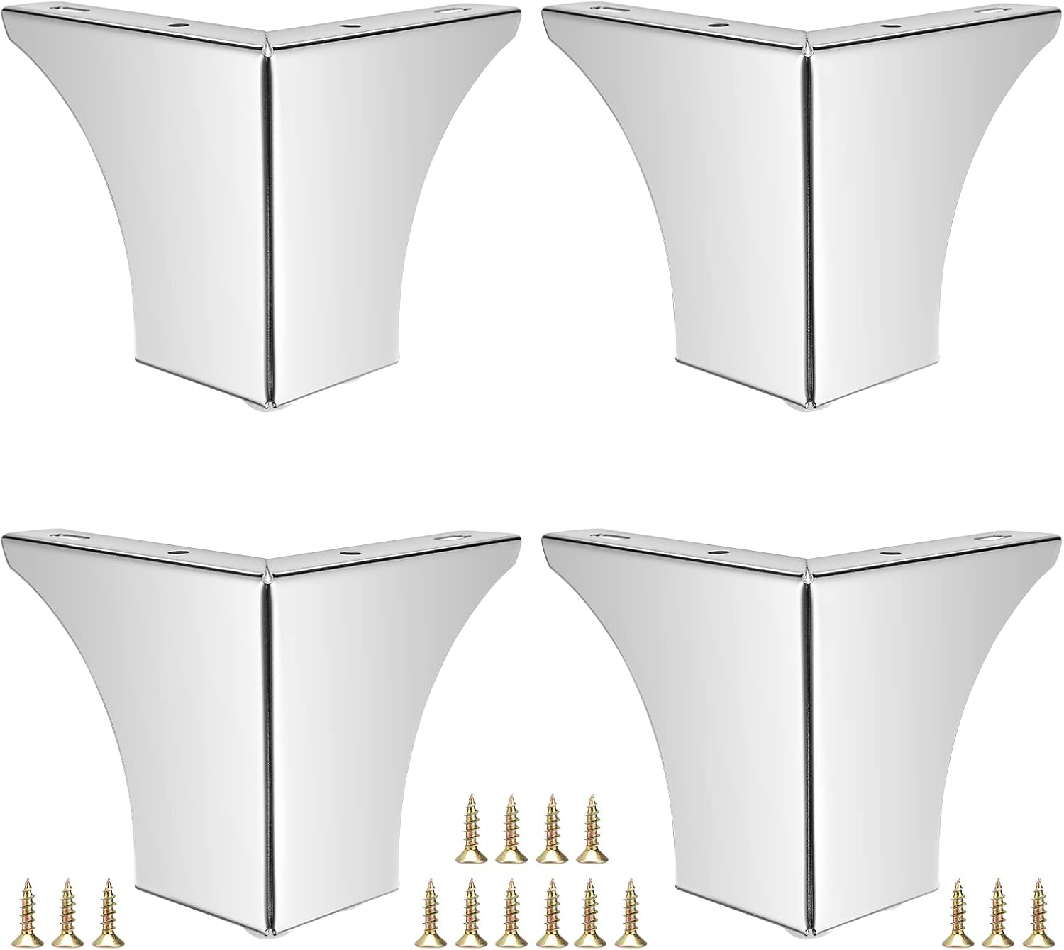 OwnMy 4PCS Metal Furniture Legs 4 Inch Silver Sofa Legs