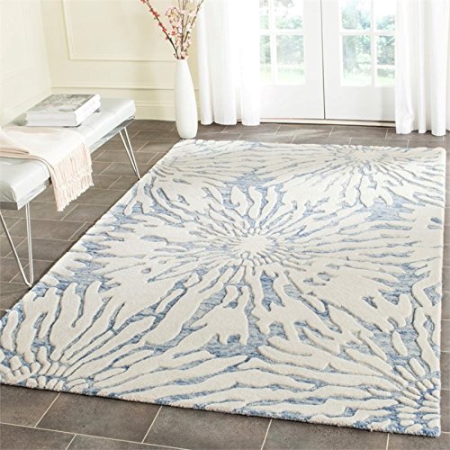 SAFAVIEH Bella Collection 8' x 10' Dark Blue/Ivory BEL129B Handmade Premium Wool Area Rug