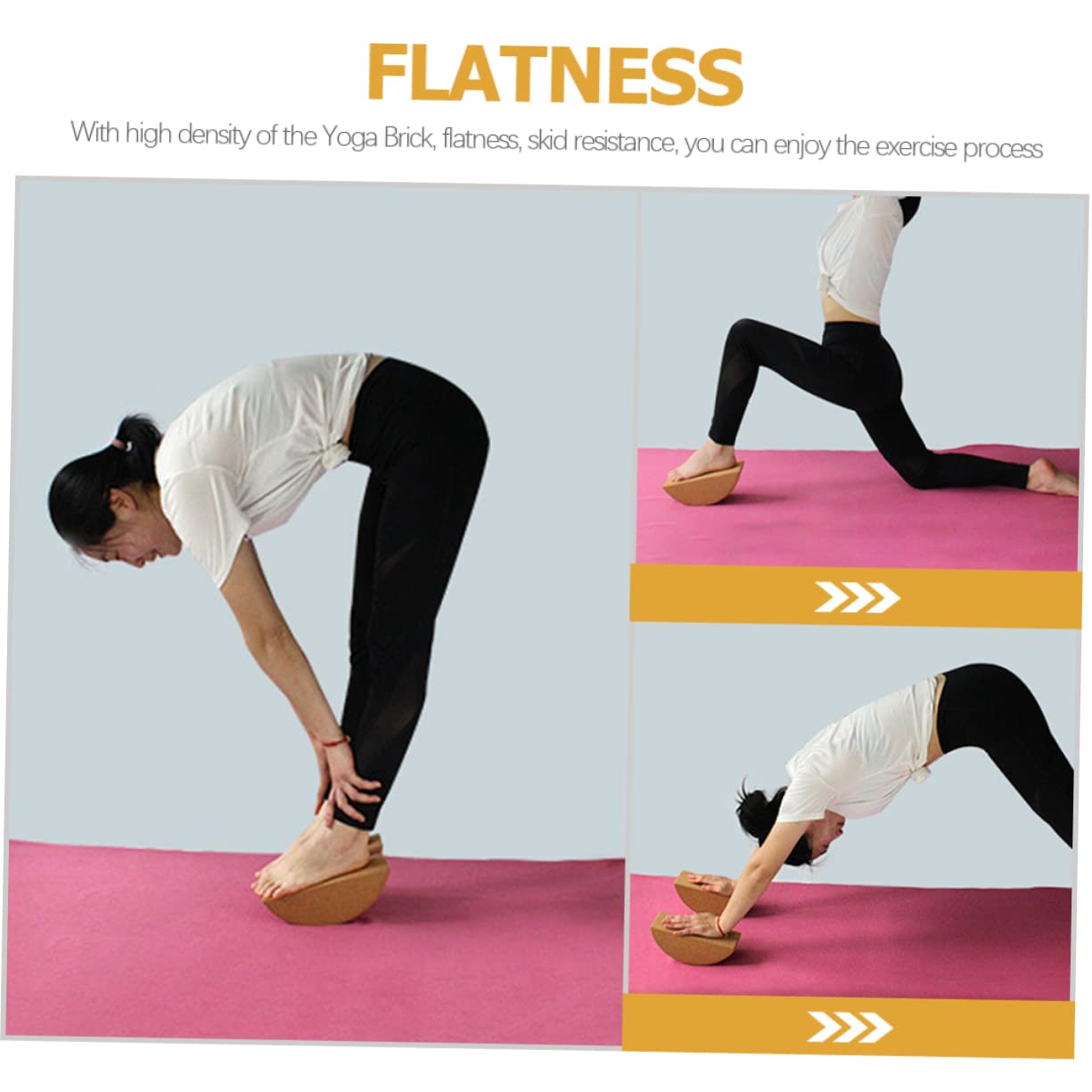 Rutschfester Yogablock aus Kork, Kompakter Trainingsziegel in Khaki