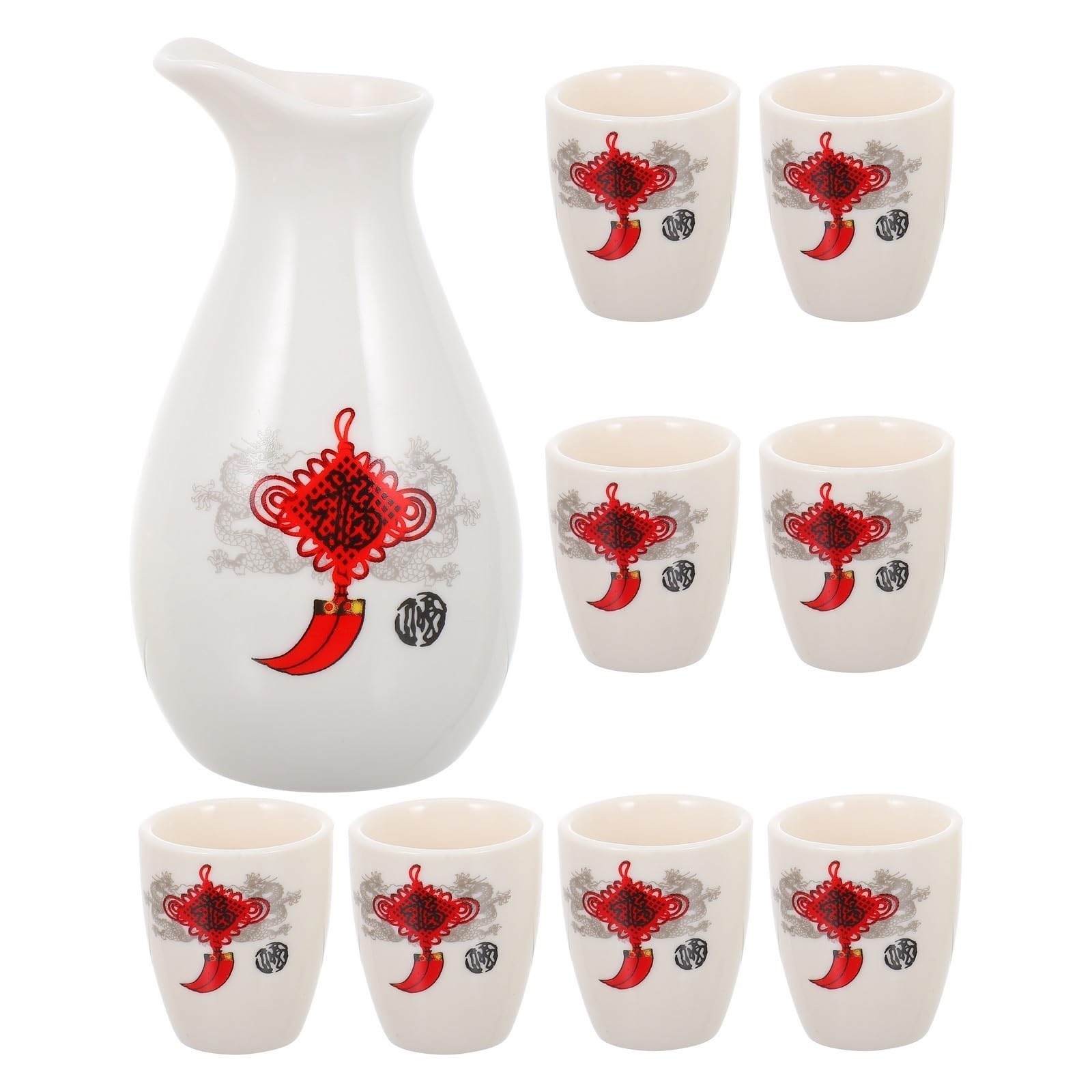 Conjunto de sake de cerámica roja ROMISBABA de 7 piezas ideal para regalar en fiestas