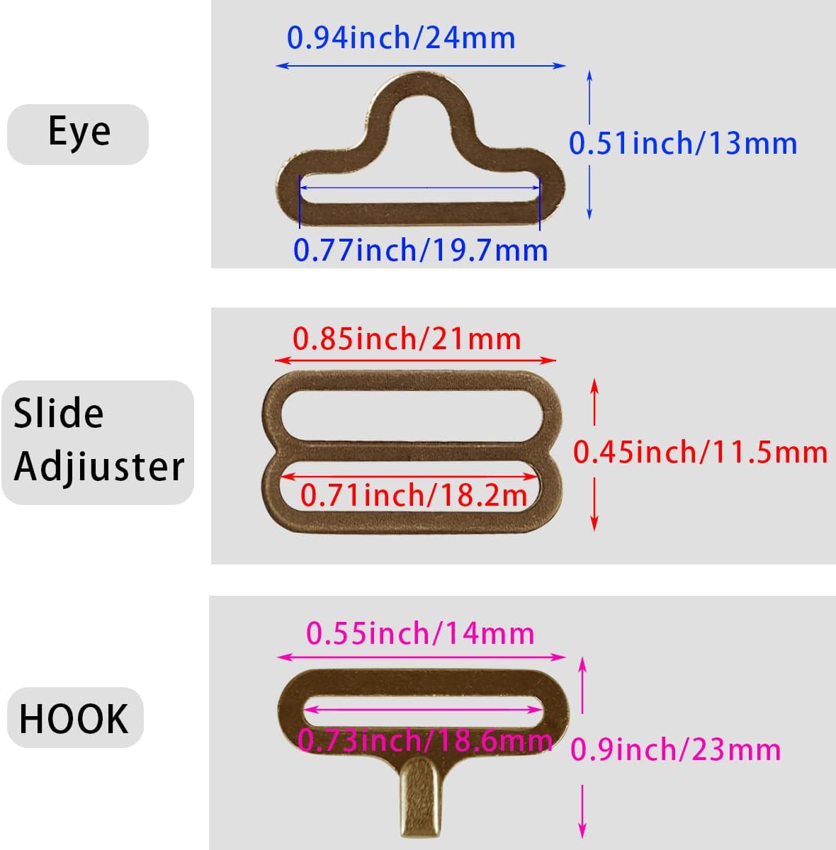 100 Sets Adjustable Bow Tie Hardware Clip Set, Metal Cravat Clip Hook Fastener for Necktie Strap (Bronze)