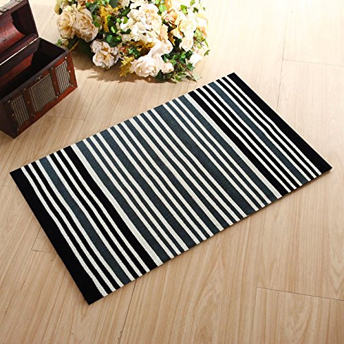 Buy Indian Heritage Hand Crafted Modern Black And White Cotton Rug Size
