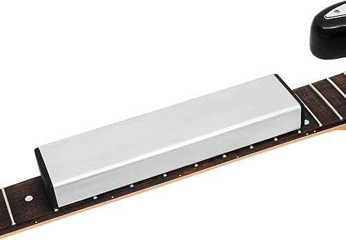 Miniatura 4 de Frautron Papel de lija de repuesto de grano 120 para barra de nivelación de trastes de guitarra, juego de 6 tiras de papel de lija autoadhesivas de