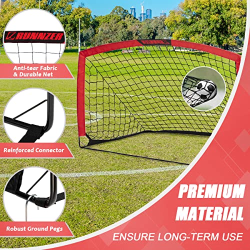 L Runnzer Soccer Nets, Kids Soccer Goal For Backyard, Portable Soccer Nets For Training & Practice With Carry Bag, 6’6'' X 3.3’, 1 Pack, Red #TOP3