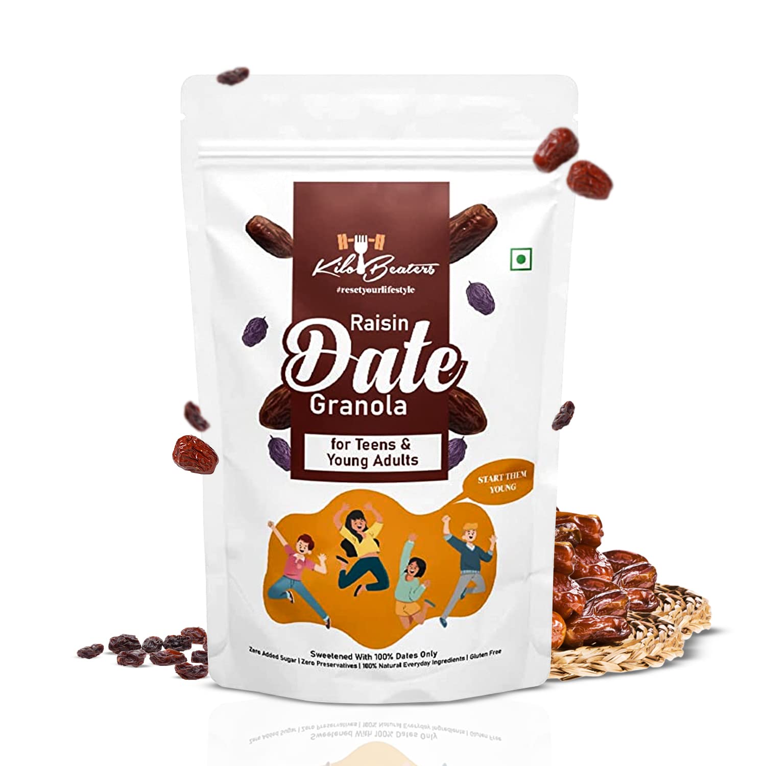 KILOBEATERS Raisin Date Granola For Teens & Young Adults Sweetened With 100% Dates, Zero Added Sugar & Gluten Free - (600 g)-image-16