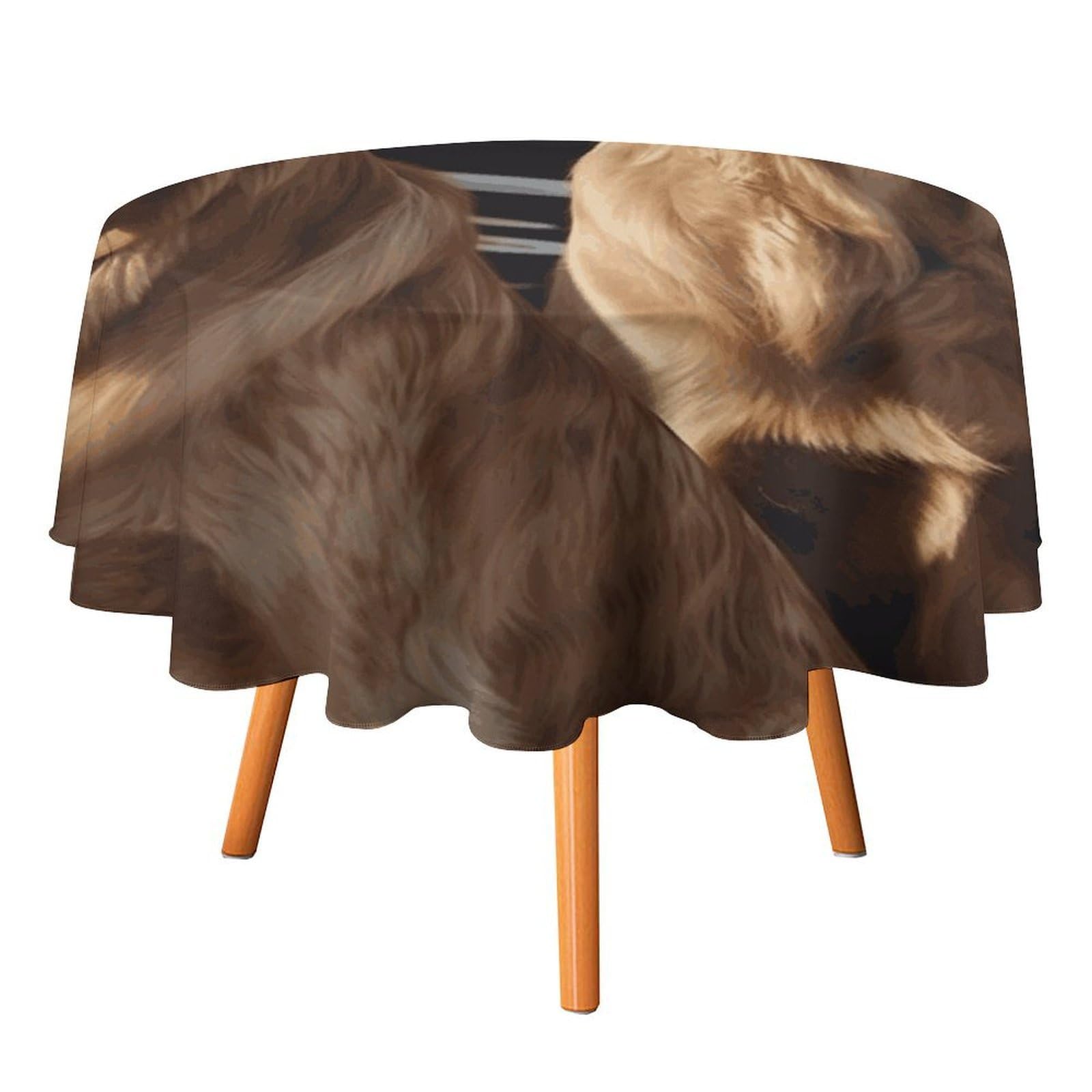 Fekiloot Style Golden Retrievers Round Tablecloth - Heavy Duty And Washable,Polyester Decorative Fabric Table Cover,Tablecloths For Kitchen Dining, Wedding, Birthday Party70x70in