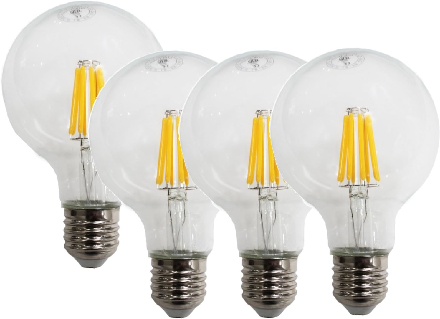 (4 pcs) Dukens LED Filament Bulb 8W Dimmable E26 Base 750 Lumen 60Watt Equivalent A19 Warm White