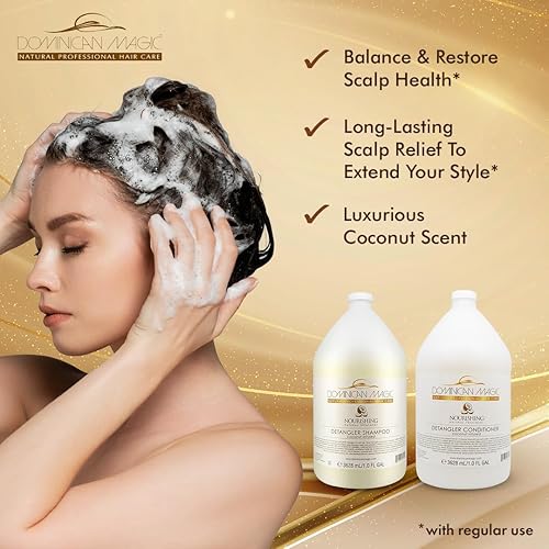 Miniatura 3 de Dominican Magic Coconut Detangler Champú y acondicionador – Champú hidratante natural y acondicionador con aceite de coco y aloe vera para cabello