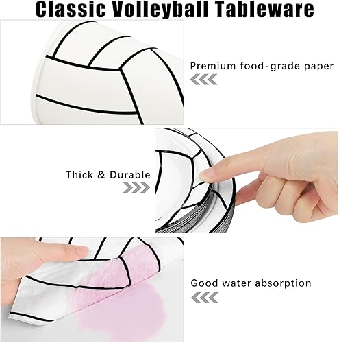 Vista 24 de durony 144 Pieces Sports Themed Paper Plates and Napkins Dinnerware Set Sports Birthday Party Tableware Paper Plates Napkins Forks Serve 24 for