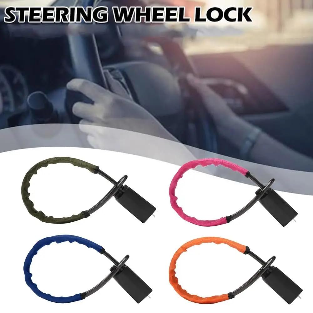 Serrure antivol pour volant de voiture, serrure pour, boucle ceinture sécurité, câble en acier rétractable Bloque Volant Ceinture(A)