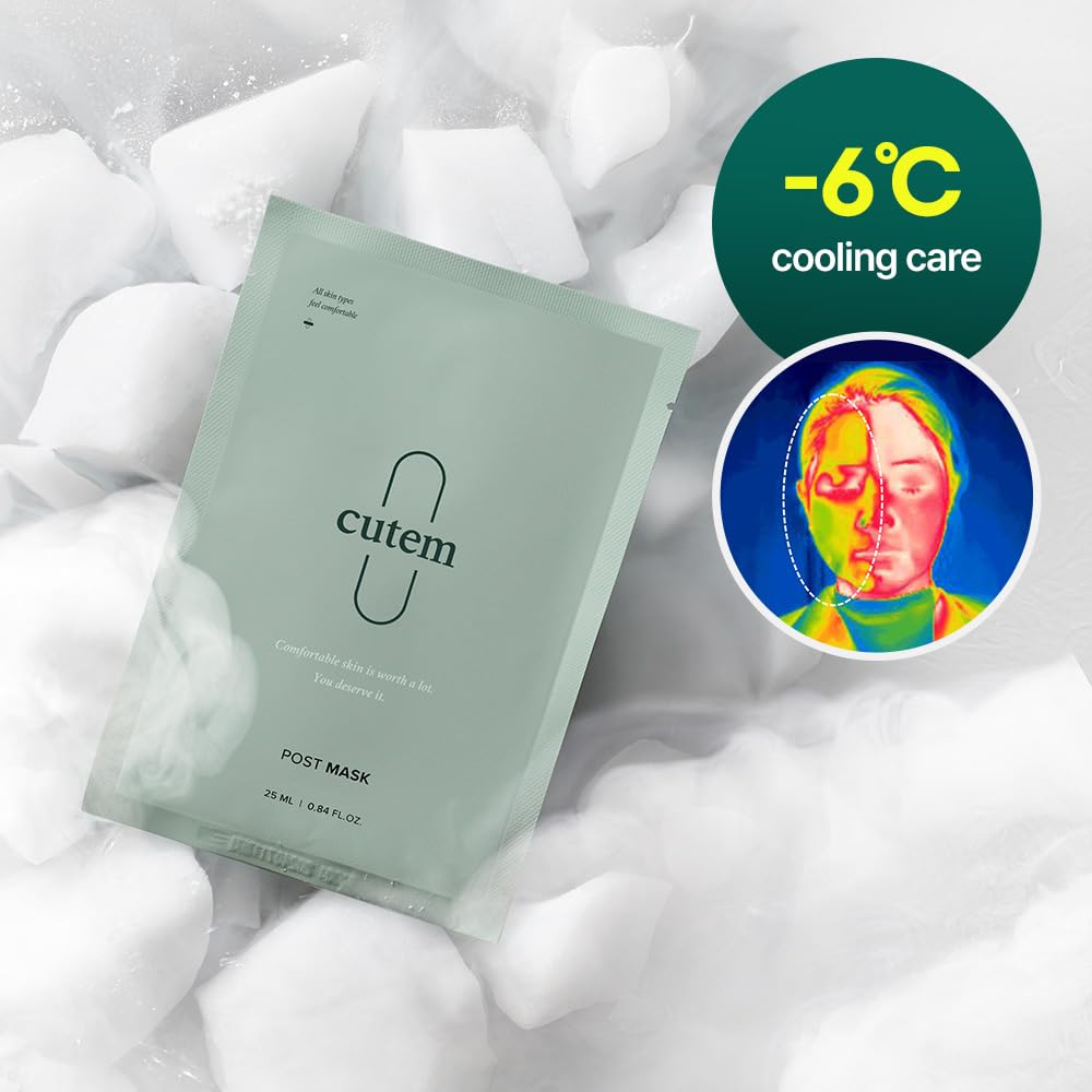 Cutem Post Mask (Pack of 10) - Intensive Cooling, Soothing. Korean Skin Care Sheet Mask. 100% Bamboo Cellulose Sheet, Hydrating Essence. - Image 2